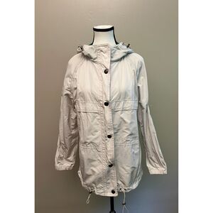 Coach light gray and green rain coat. Size S/P.